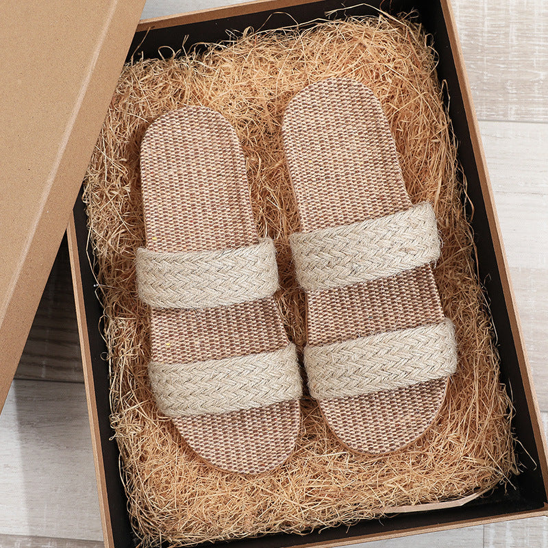 Linen Woven Cotton Hemp Straw Slippers