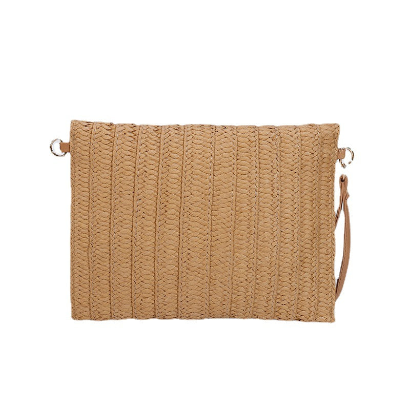 Shell-shaped Raffia Straw Clutch Envelope Bag