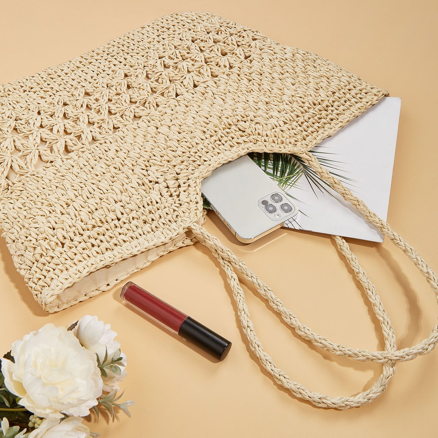 Hollow-out Straw Shopping Bag